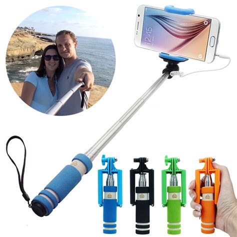 Portable Mini Folding Mobile Phone Wired Self Selfie Sticks For Ios