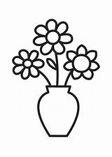 Vase Coloring Flower Pages Flowers sketch template
