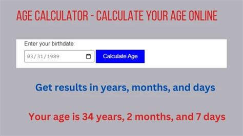 age calculator calculate  age   results  years months  days website