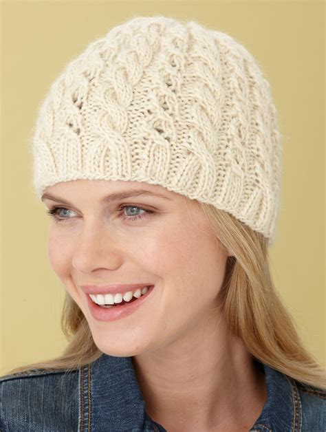 Cables And Lace Hat Pattern Knit Hat Knitting Patterns Knitted