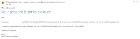 fake  account  set  close microsoft email scam