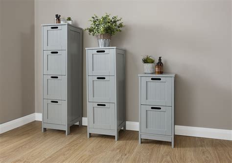 colonial bathroom    drawer storage slim chest cabinet cupboard grey