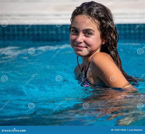 close up of girl in the pool stock image image of blue close 125511835