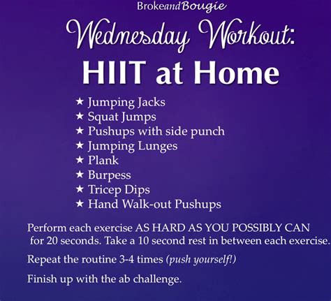 Wednesday Workout Hiit At Home {playlist Included
