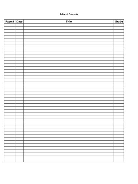 blank table  contents template  fugozinsurancega