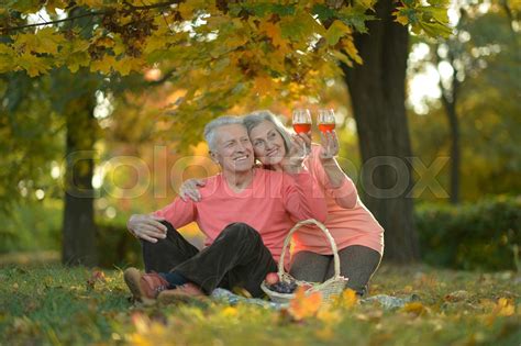 Happy Mature Couple Having Picnic Stock Image Colourbox