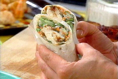 thai chicken wrap with spicy peanut sauce recipe rachael ray food network