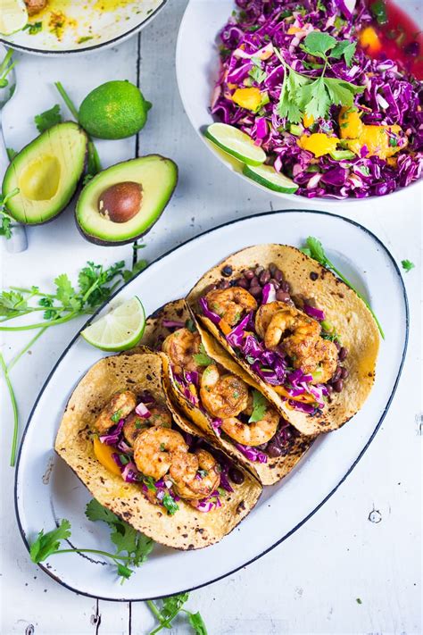shrimp tacos with mango cabbage slaw feasting at home