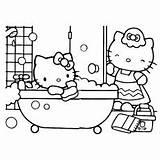 Kitty Hello Coloring Pages Bathing Tub Color Bathroom Printable Sheet Airplane Happy St Food Toddler Cute Will Momjunction sketch template
