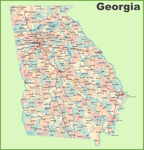 georgia map cities  counties secretmuseum