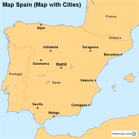 map spain map  cities von countrymap landkarte fuer spanien