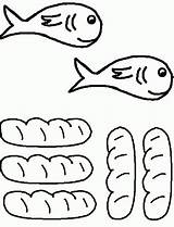 Coloring Loaves Fishes Fisch Wecoloringpage Fische Ausdrucken Christliches Feeding Toddler Coloringhome sketch template
