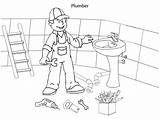 Plumber Colouring Pages Kids Occupation Activities sketch template