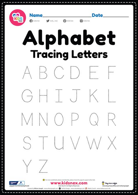 alphabet worksheet tracing letters  printable