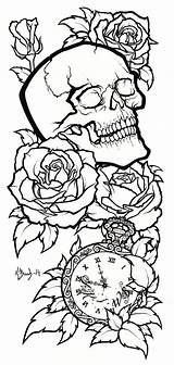 Skull Tattoo Deviantart Tattoos Lineart Designs Drawing Outline Coloring Pages Stencil Rose Sugar Drawings Stencils Skulls Cool Sleeve Color Bull sketch template