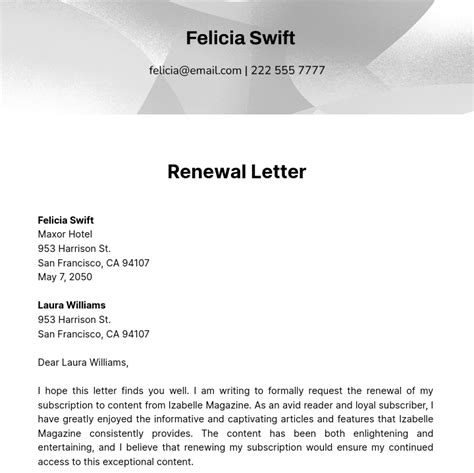 sample renewal letter template edit