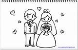 Wedding Bride Coloring Groom Kids sketch template