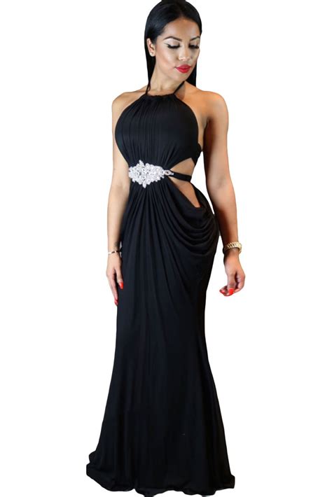 women formal cutout halter black evening gowns online store for women sexy dresses
