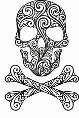 Skull Coloring Sugar Pages Skulls Printable Girl Halloween Adult Girly Crossbones Color Print Tattoo Colouring Sheets Wall Decor Stencil Dead sketch template