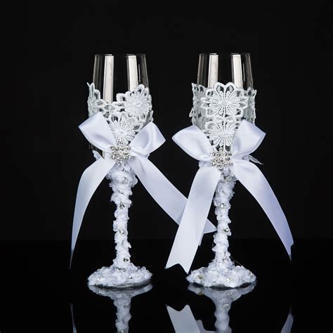 champagne glasses handmade wedding toasting flutes bride  groom toasting glasses