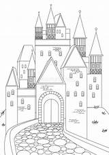 Castle Colorless Medieval sketch template