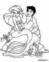 Ariel Colorare Flounder Disneyclips Sirenetta sketch template