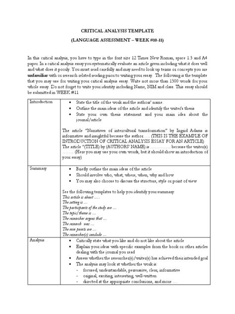 critical paper summary template essays critical thinking