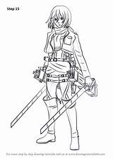Titan Mikasa Ackerman Titans Drawingtutorials101 Attacco Giganti sketch template
