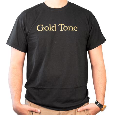 T Shirt Gold Tone Logo Black Gold Tone Folk Instruments