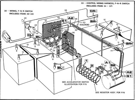 club car golf cart  battery wiring diagram