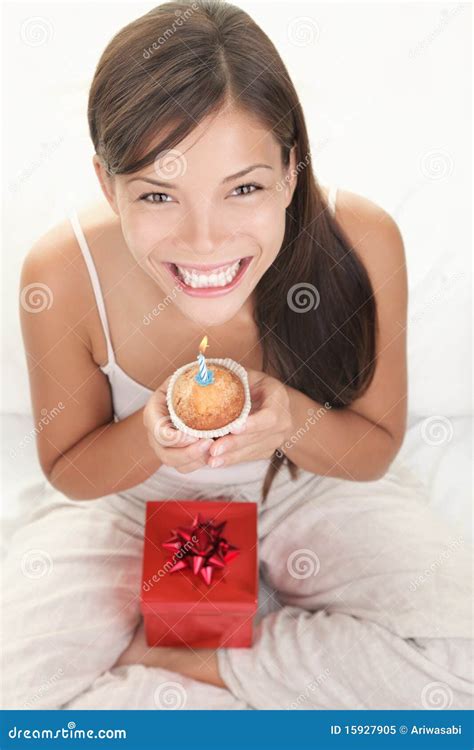 birthday woman stock image image  cupcake caucasian