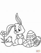 Coloring Easter Bunny Chick Pages Cute Eggs Supercoloring Printable Drawing Paper sketch template