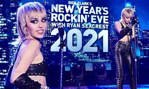 New Year S Rockin Eve Miley Cyrus Wears Skintight Leather Outfit