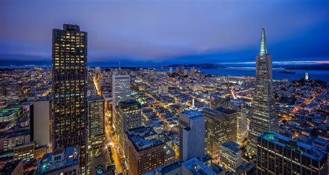 san francisco california night city panorama buildings wallpaper