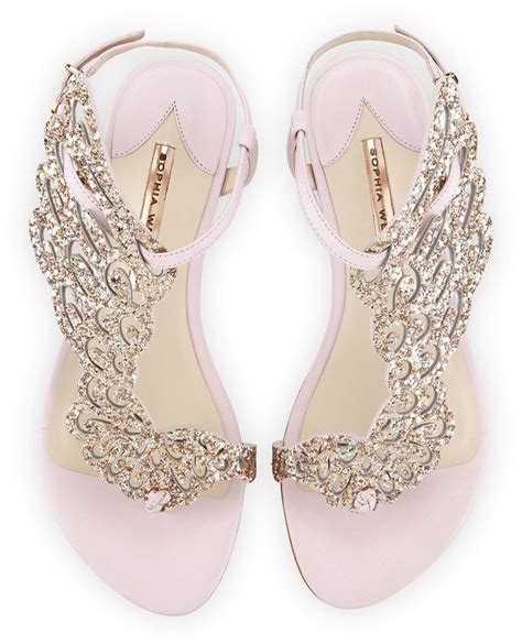 sophia webster seraphina angel wing flat sandal pink glitter wedding