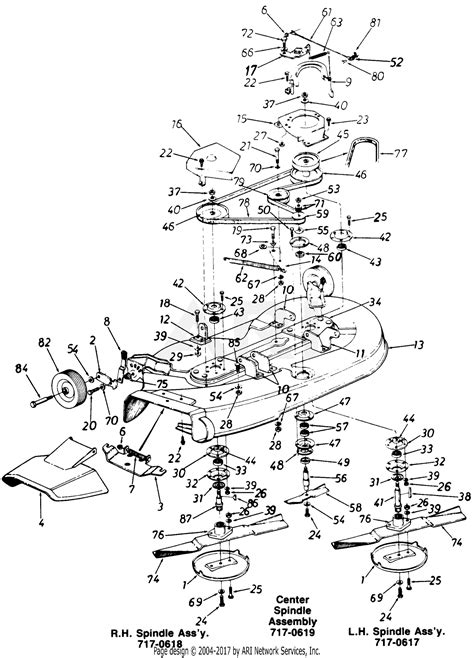 mtd    lt   parts diagram  mowing deck assembly