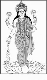 Lakshmi Coloring Pages Maa Goddess Laxmi Hindu Diwali Goddesses Drawing Gods Printable Drawings Devi Mythology Wealth Book Paintings Easy Color sketch template