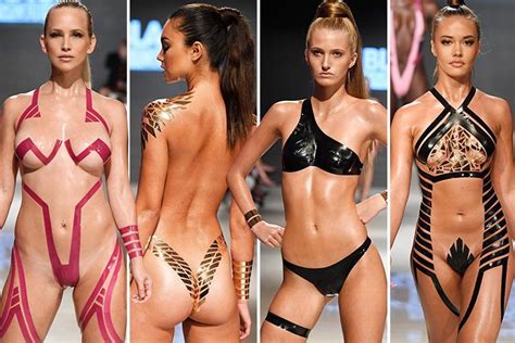 stick on swimwear is summer s hottest new trend as models storm miami catwalk in duct tape bikinis