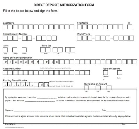 printable direct deposit form template word excel tmp