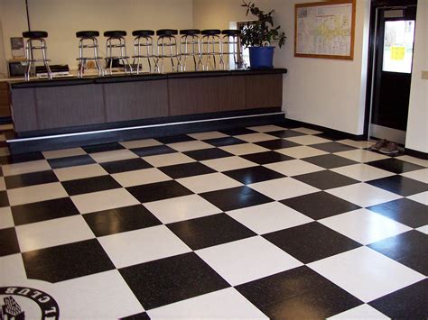 black  white checkered floor   restaurant  bar stools