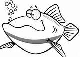 Fish Coloring Clipart Cartoon Funny Drawings Pages Fishing Cartoons Drawing Clip Fat Big Skeleton Cliparts Outline Marine Print Tropical Sea sketch template