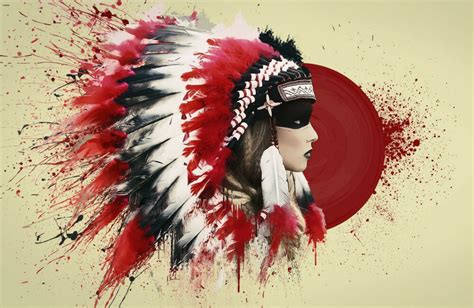 A4 Poster Native American Indian Woman Wearing Feather