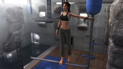 girl gym training beauty suit lara croft tomb raider hd wallpaper