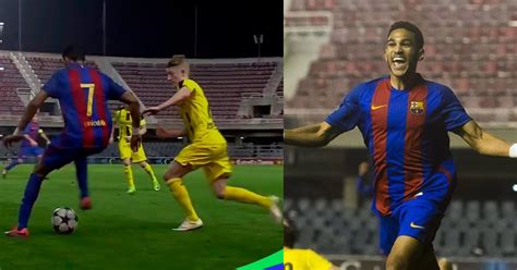 barcelona  star scores spectacular solo goal   uefa youth league benchwarmers