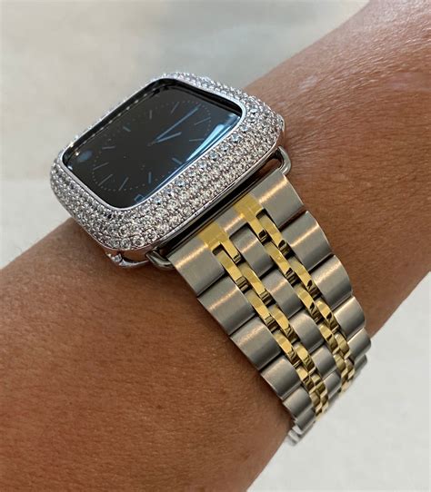 tone apple  band mm mm mm mm rolex style  silver gold   lab diamond