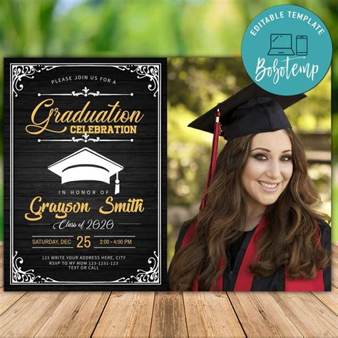 printable graduation high school invitation template  photo bobotemp