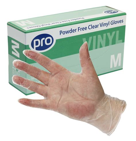 pro powder  clear vinyl gloves