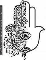 Hamsa Hand Sketch Coloring Fatima Pages Pattern Tattoo Illustrator Drawing Dorita Half Eye Fatma Main Reflect Khamsa Printable Stroke Illustration sketch template