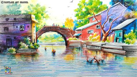draw   easy  simple colorful landscape pencil shading