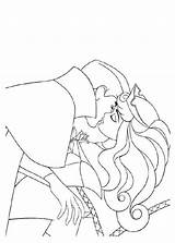 Coloring Pages Kissing Prince Princess Disney Aurora Majuu Characters sketch template